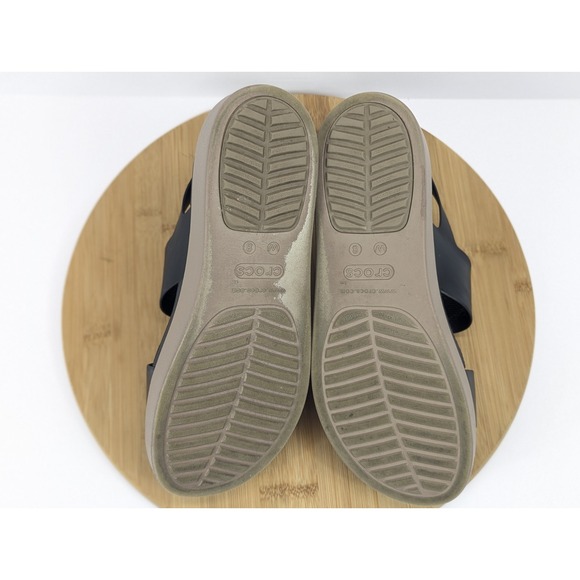 Crocs Brooklyn Low Wedge Sandals Womens 8‎ Platform 2 Strap   Sling Black - Picture 10 of 11